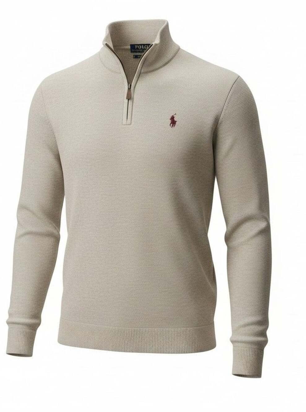 Polo Ralph Lauren Estate Rib Half-Zip Pullover Sweater Beige Sz M